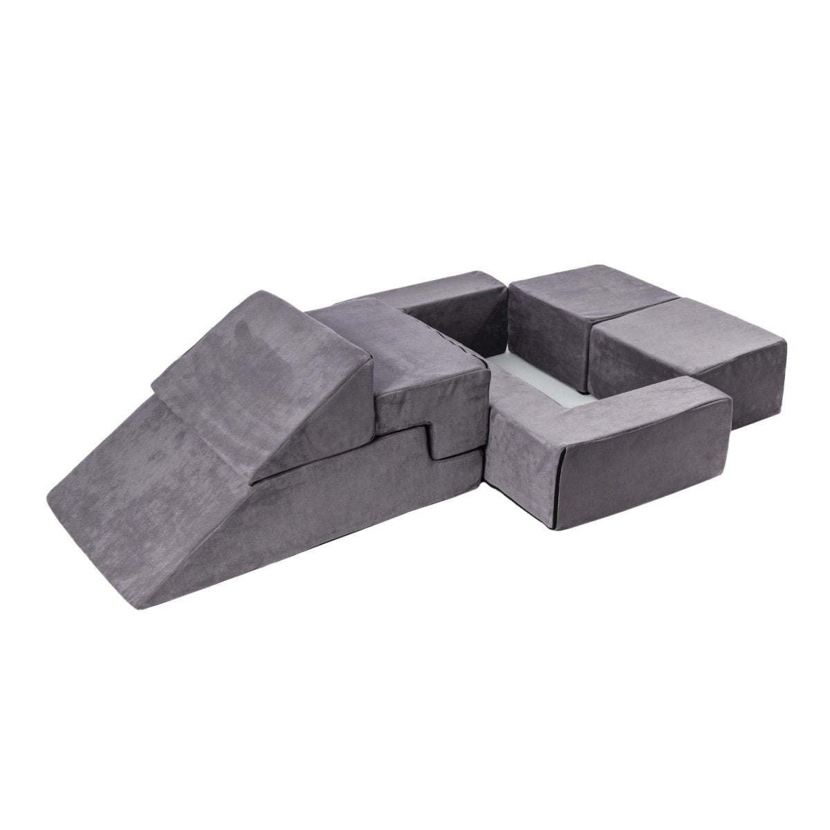 Foam Bricks Play Set - Velvet, Sofa, Ball Pit & Playground (Grey) - Tiny Tugz™