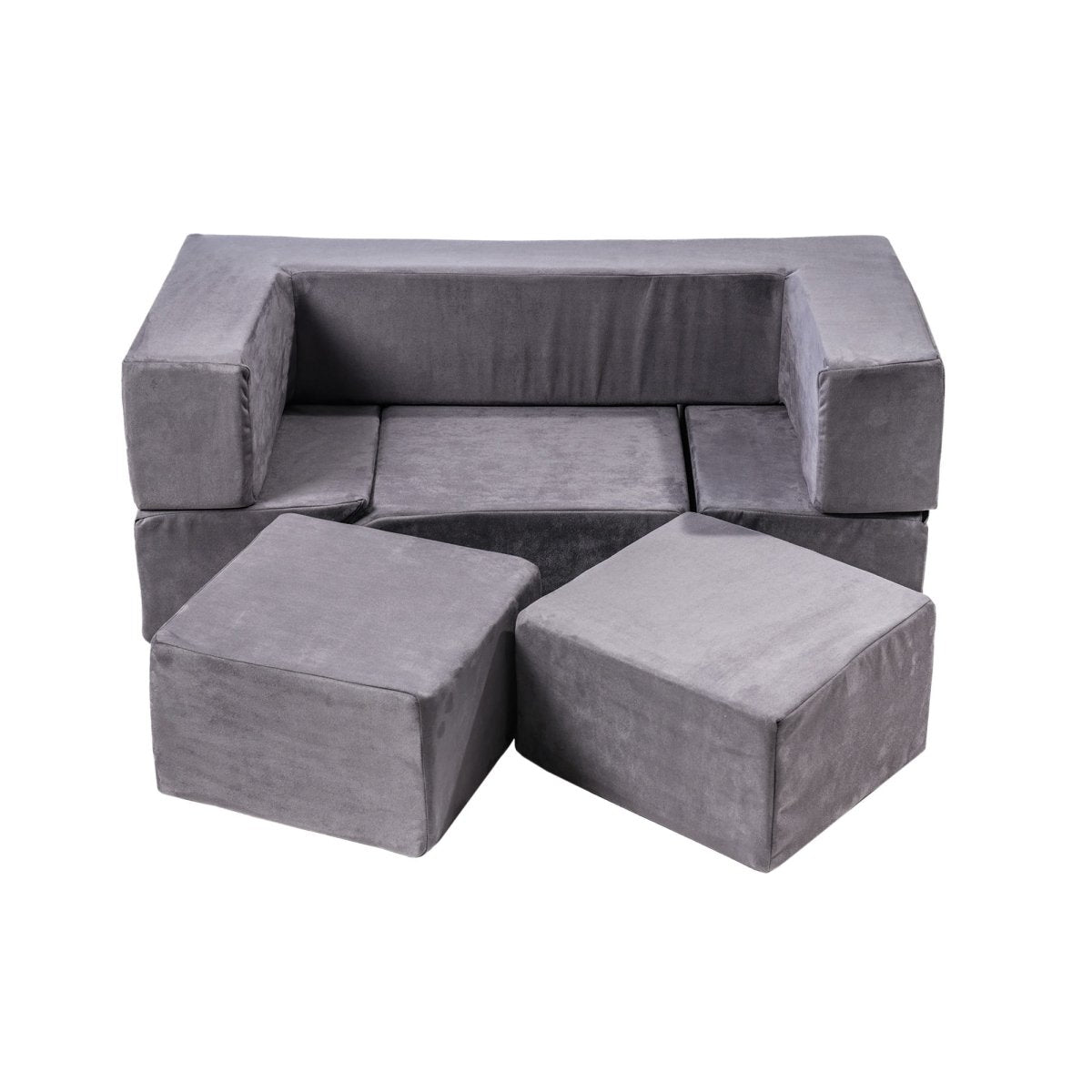 Foam Bricks Play Set - Velvet, Sofa, Ball Pit & Playground (Grey) - Tiny Tugz™