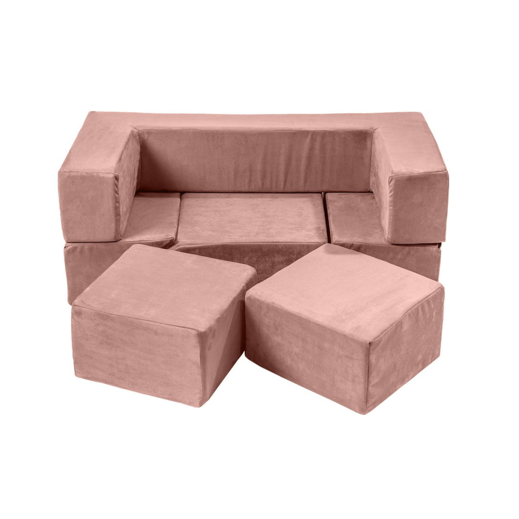 Foam Bricks Play Set - Velvet, Sofa, Ball Pit & Playground (Pink) - Tiny Tugz™