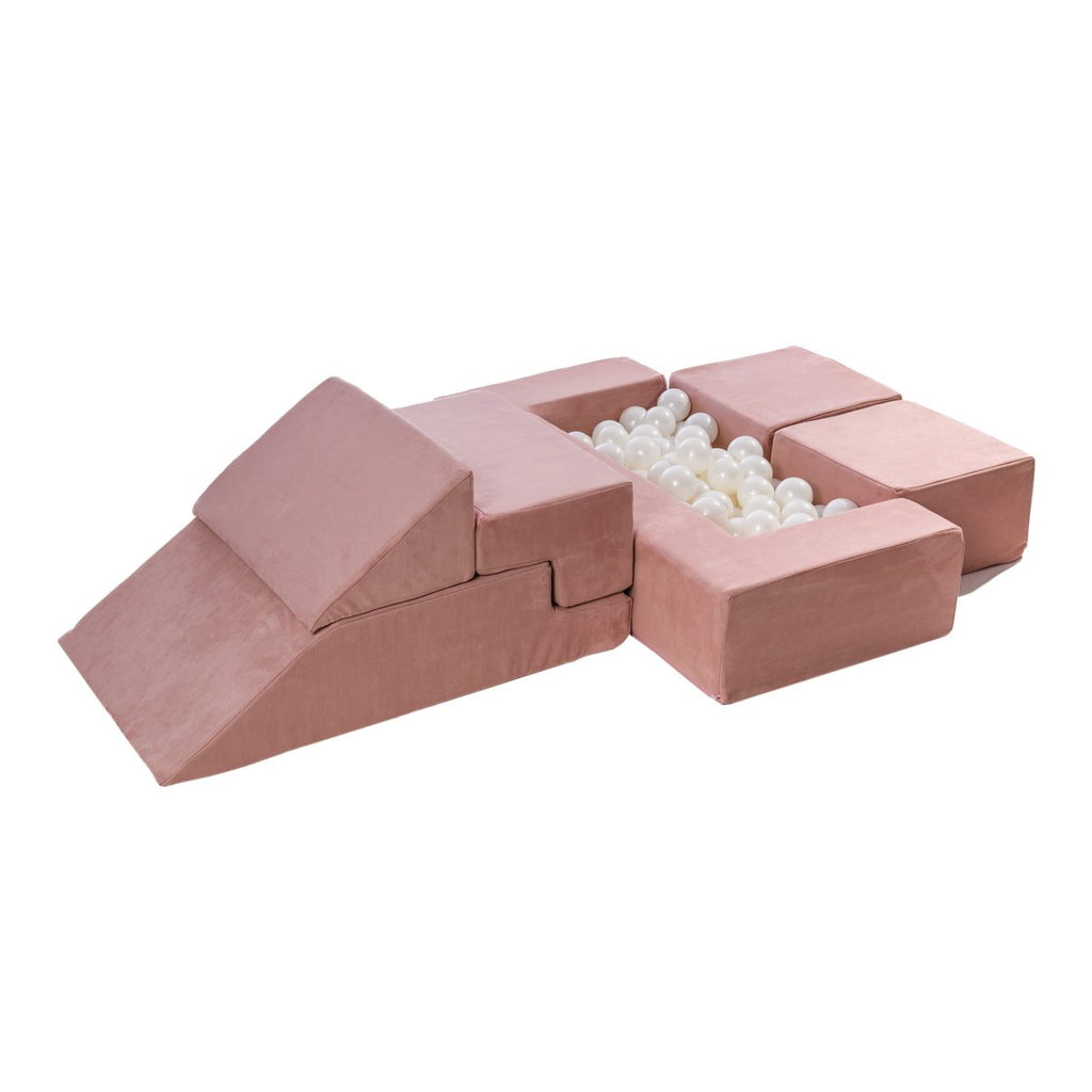 Foam Bricks Play Set - Velvet, Sofa, Ball Pit & Playground (Pink) - Tiny Tugz™