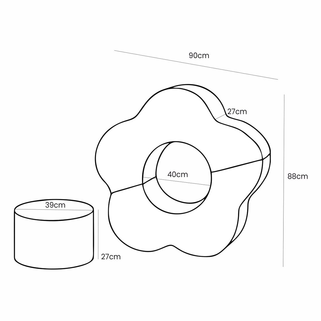 Foam Flower Shape Set, 3 Pieces - Bearly Fabric (Cream) - Tiny Tugz™
