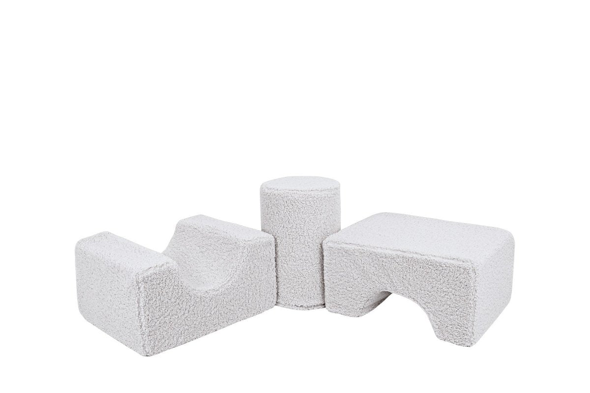Foam Shape Set for Kids, 3 Pieces - Bearly Fabric (White) - Tiny Tugz™