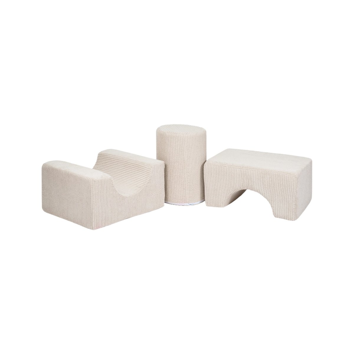 Foam Shape Set for Kids, 3 Pieces - Velvet Corduroy (Ecru) - Tiny Tugz™