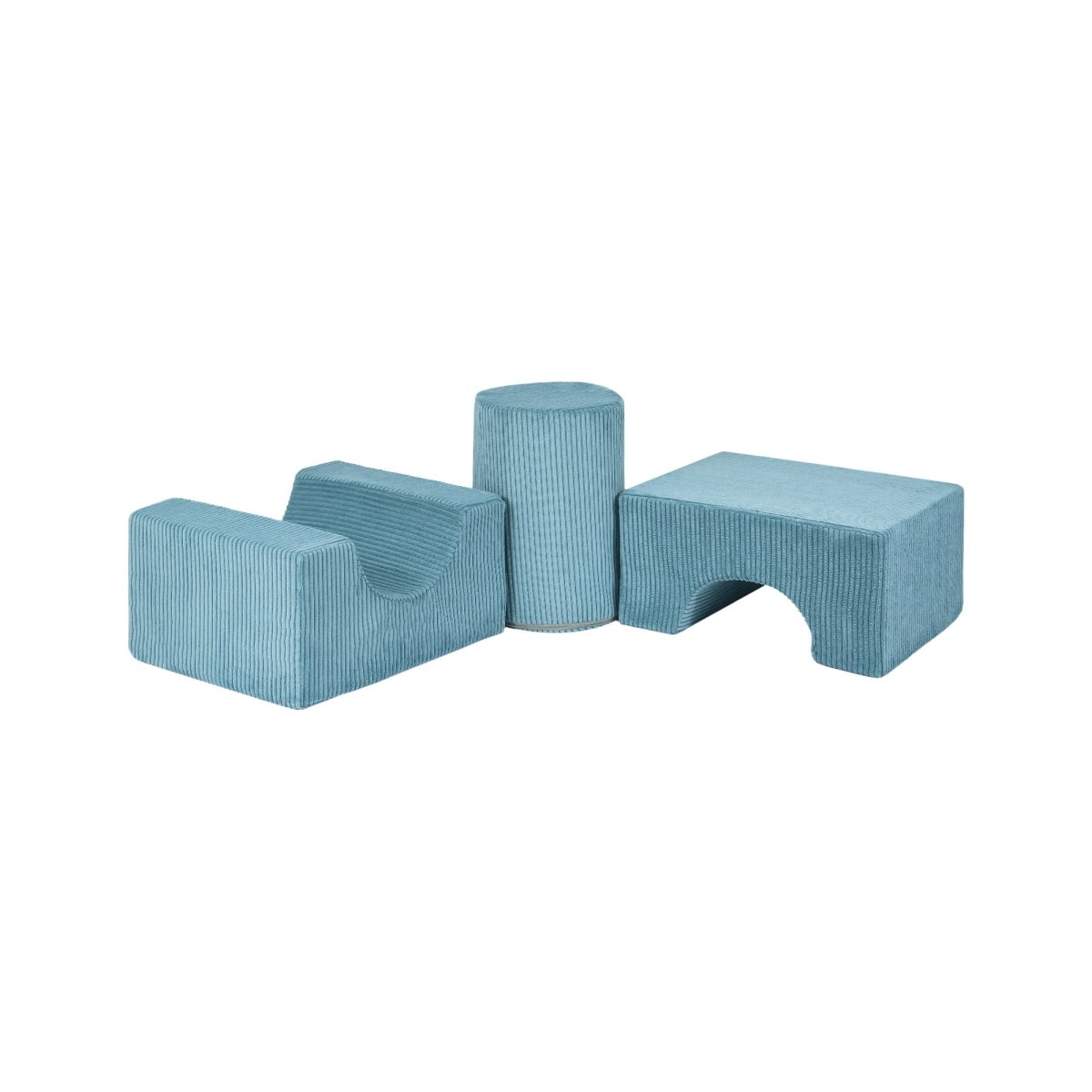 Foam Shape Set for Kids, 3 Pieces - Velvet Corduroy (Turquoise) - Tiny Tugz™