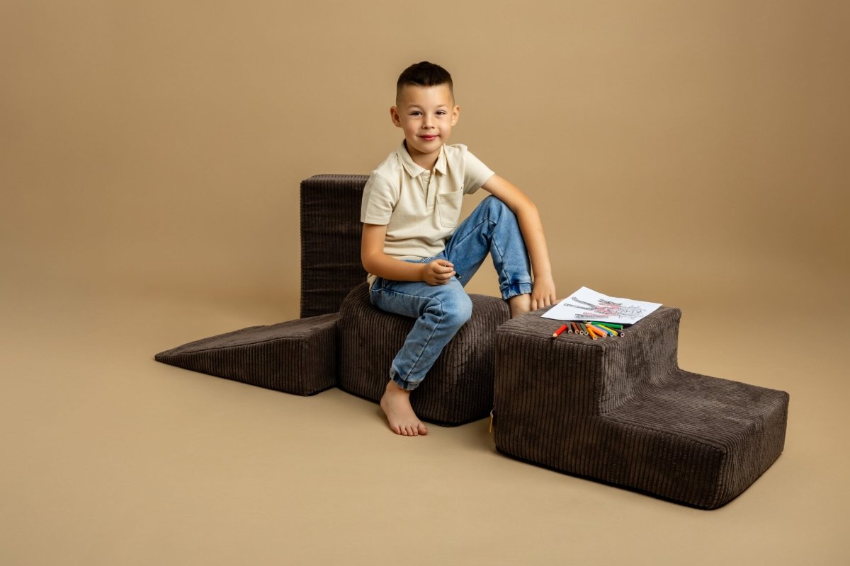 Foam Shape Set for Kids, 5 Pieces - Velvet Corduroy (Brown) - Tiny Tugz™