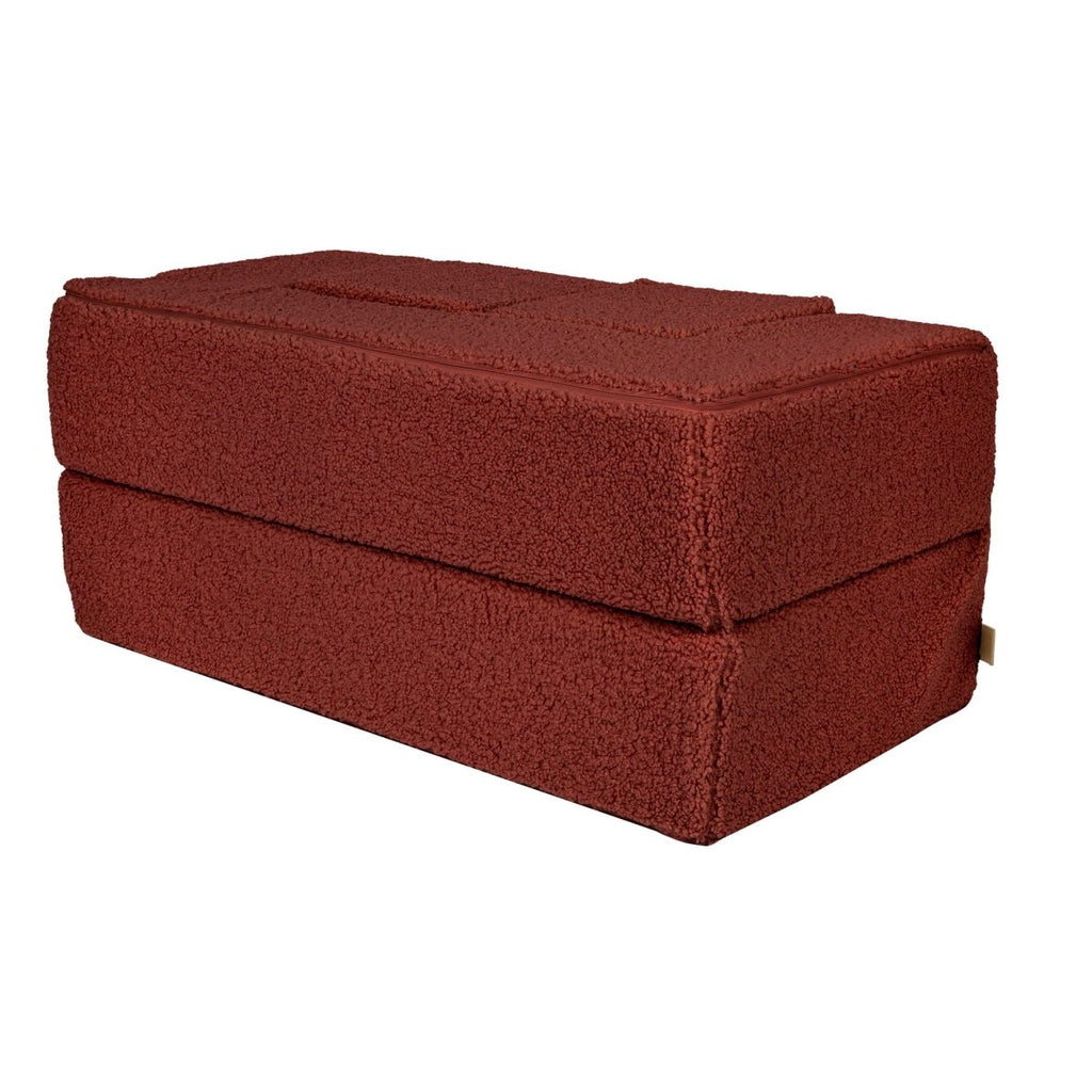 Fold-Out Kids Sofa with 2 Poufs - Bearly Fabric (Brown) - Tiny Tugz™