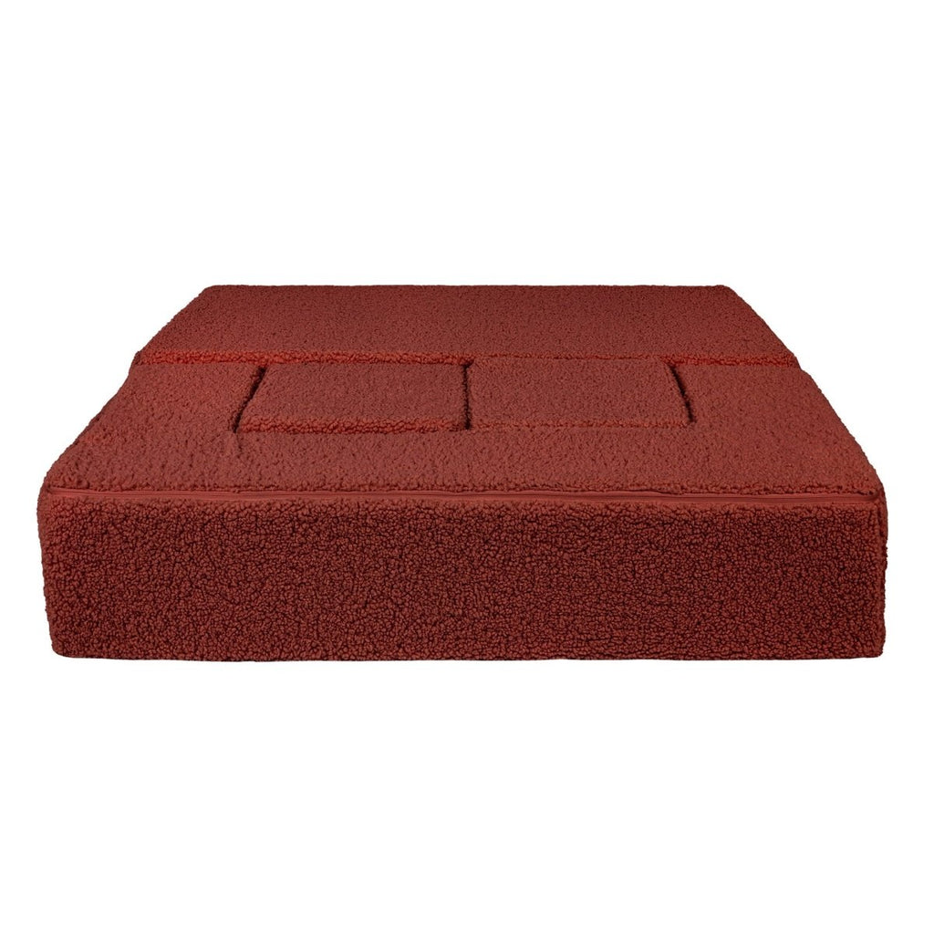 Fold-Out Kids Sofa with 2 Poufs - Bearly Fabric (Brown) - Tiny Tugz™