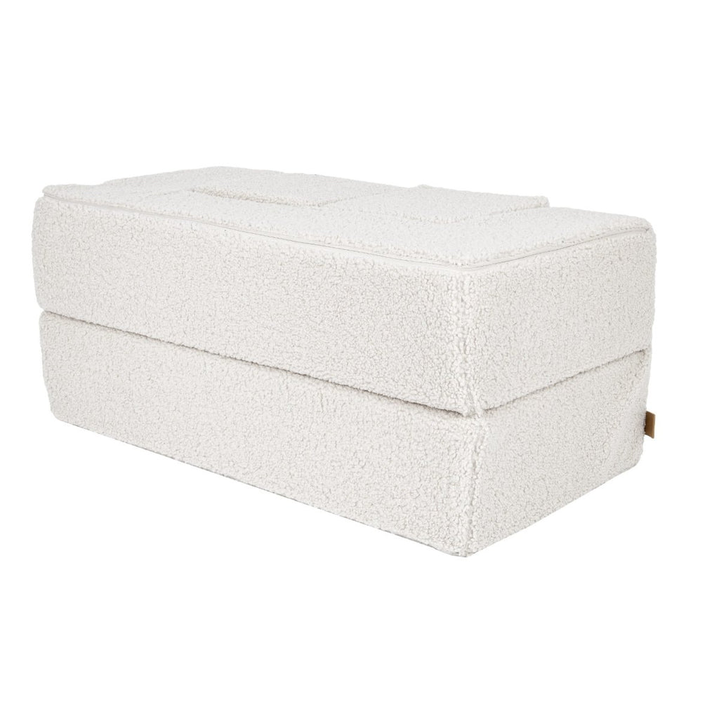 Fold-Out Kids Sofa with 2 Poufs - Bearly Fabric (Cream) - Tiny Tugz™