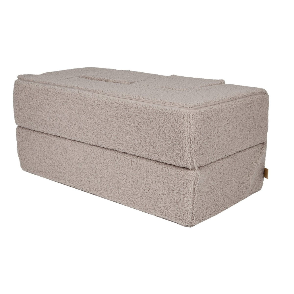 Fold-Out Kids Sofa with 2 Poufs - Bearly Fabric (Light Grey) - Tiny Tugz™