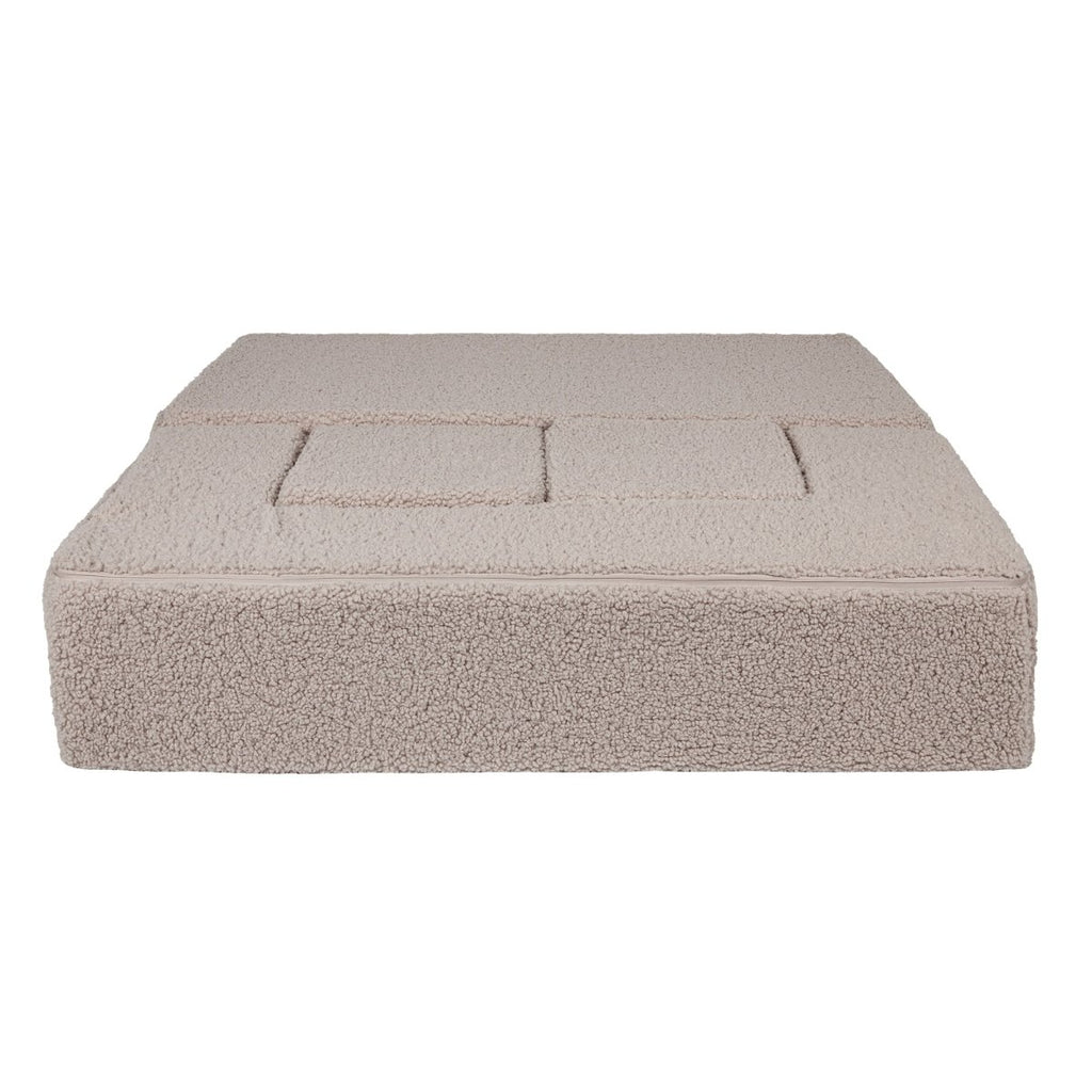 Fold-Out Kids Sofa with 2 Poufs - Bearly Fabric (Light Grey) - Tiny Tugz™