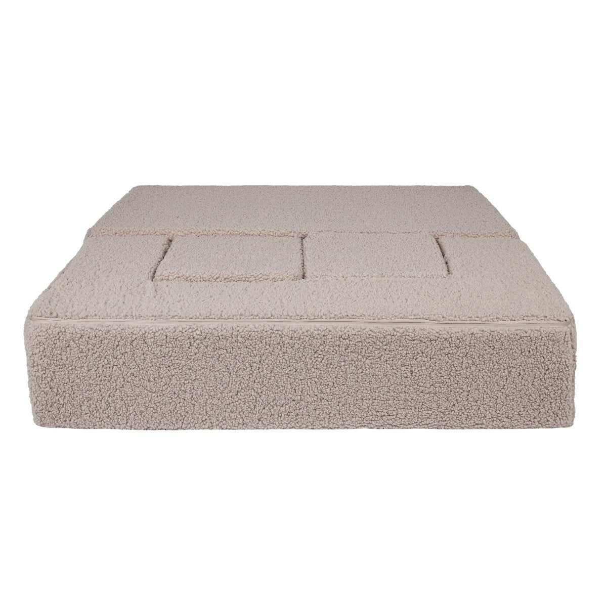 Fold-Out Kids Sofa with 2 Poufs - Bearly Fabric (Light Grey) - Tiny Tugz™