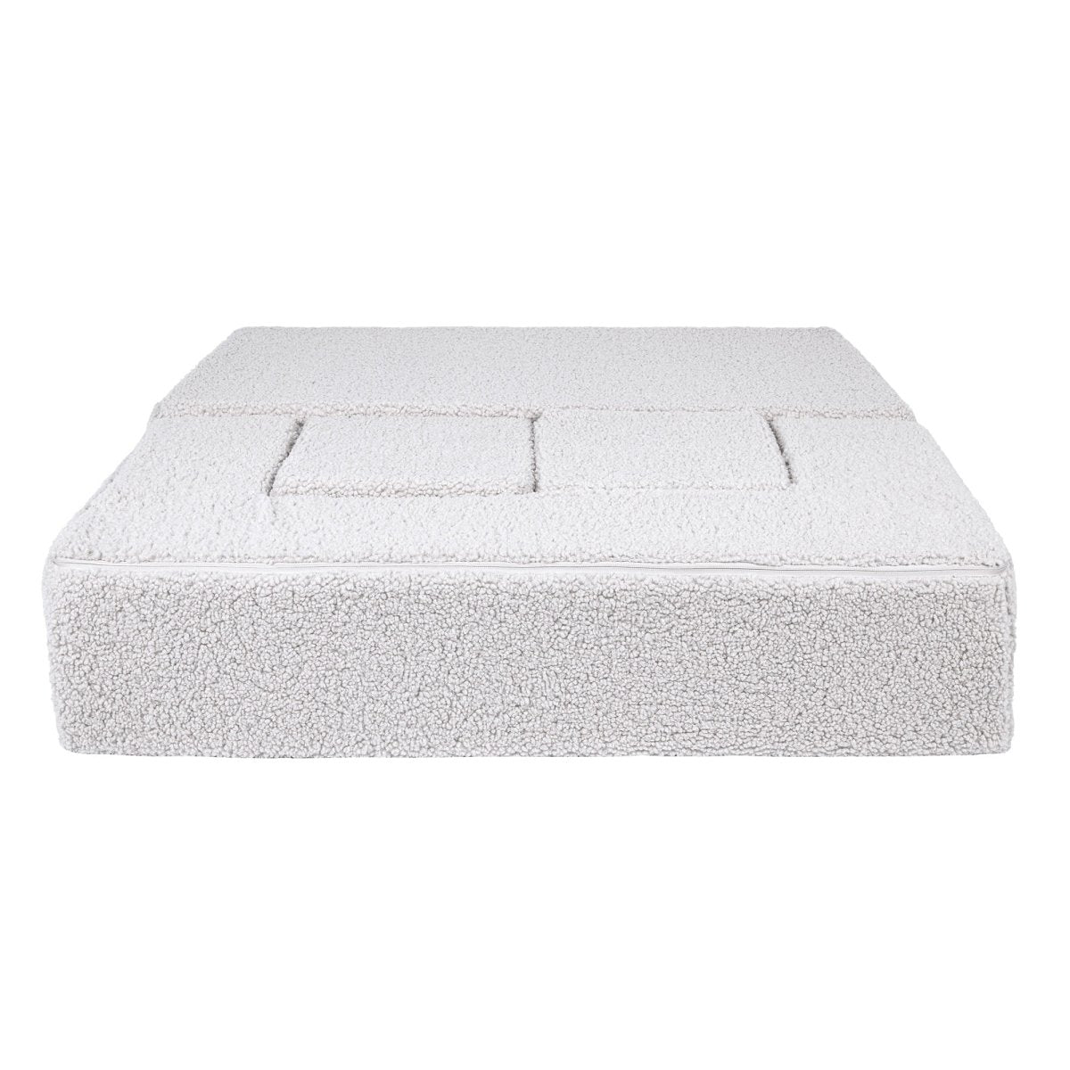 Fold-Out Kids Sofa with 2 Poufs - Bearly Fabric (White) - Tiny Tugz™