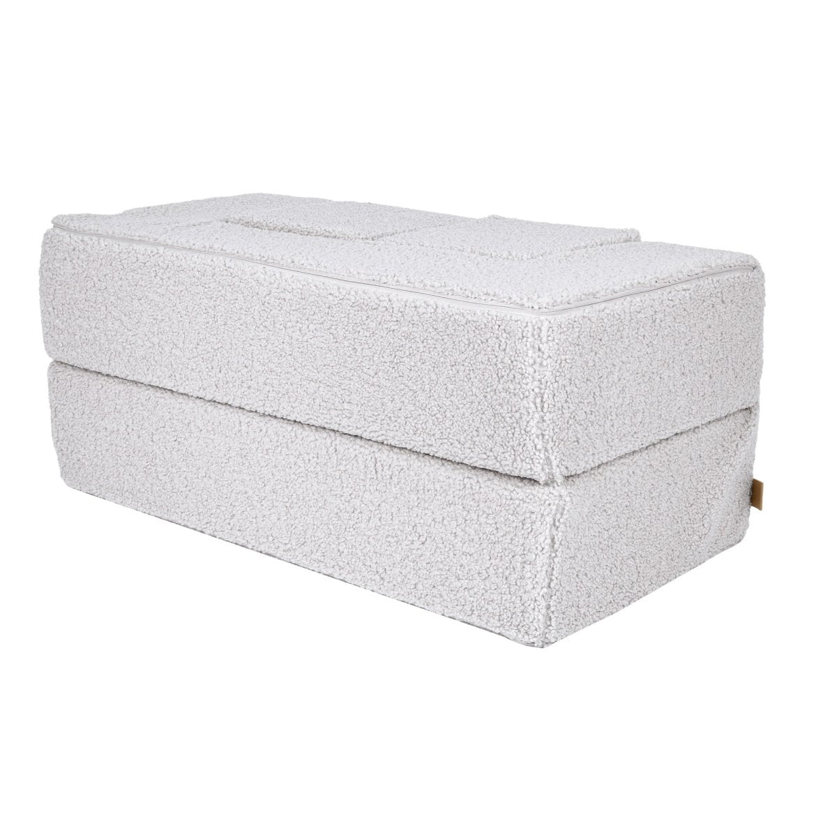 Fold-Out Kids Sofa with 2 Poufs - Bearly Fabric (White) - Tiny Tugz™
