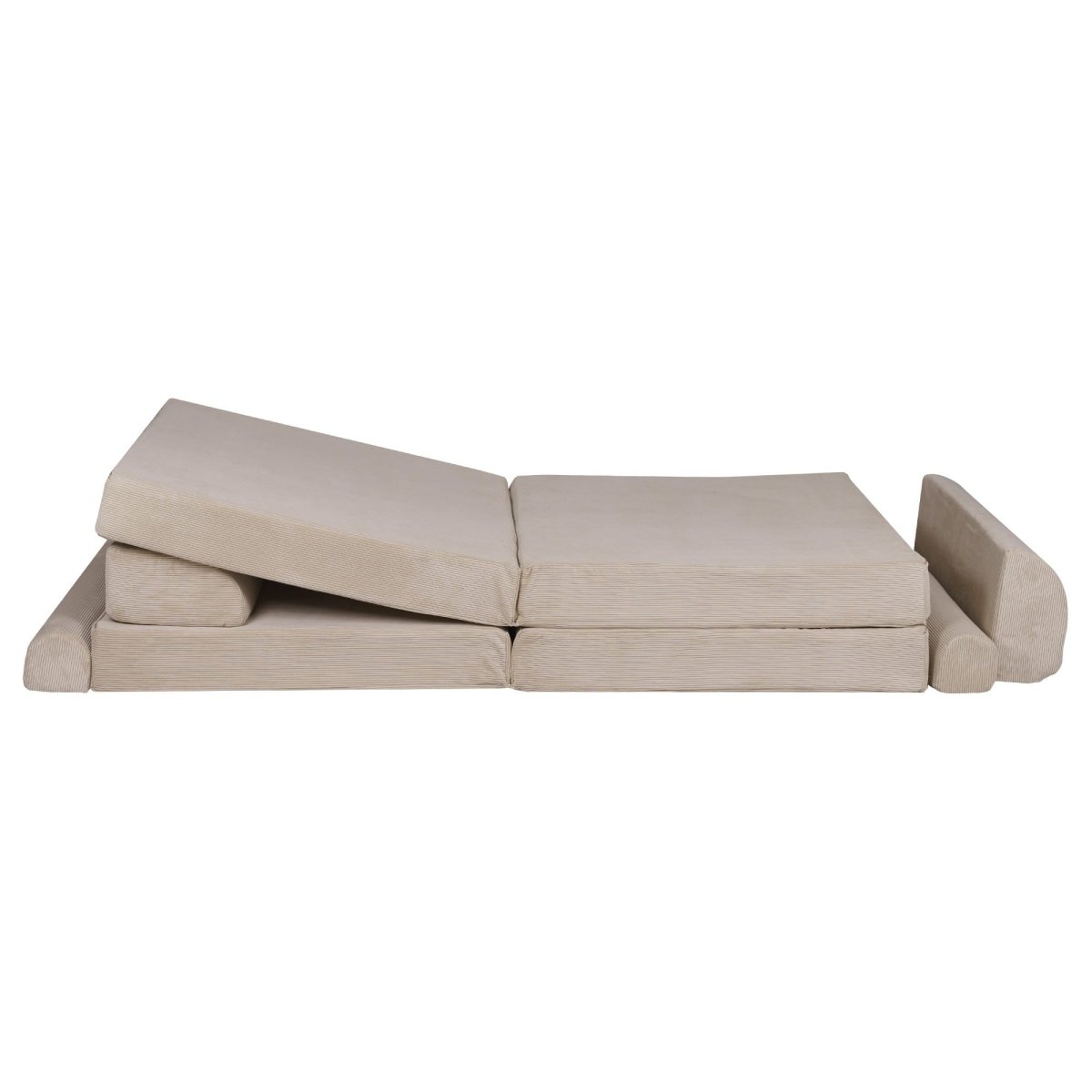 Fold-Out Kids Sofa with 2 Poufs - Slimcord Corduroy (Forest Green) - Tiny Tugz™