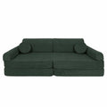 Fold-Out Kids Sofa with 2 Poufs - Slimcord Corduroy (Forest Green) - Tiny Tugz™