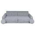 Fold-Out Kids Sofa with 2 Poufs - Slimcord Corduroy (Grey) - Tiny Tugz™