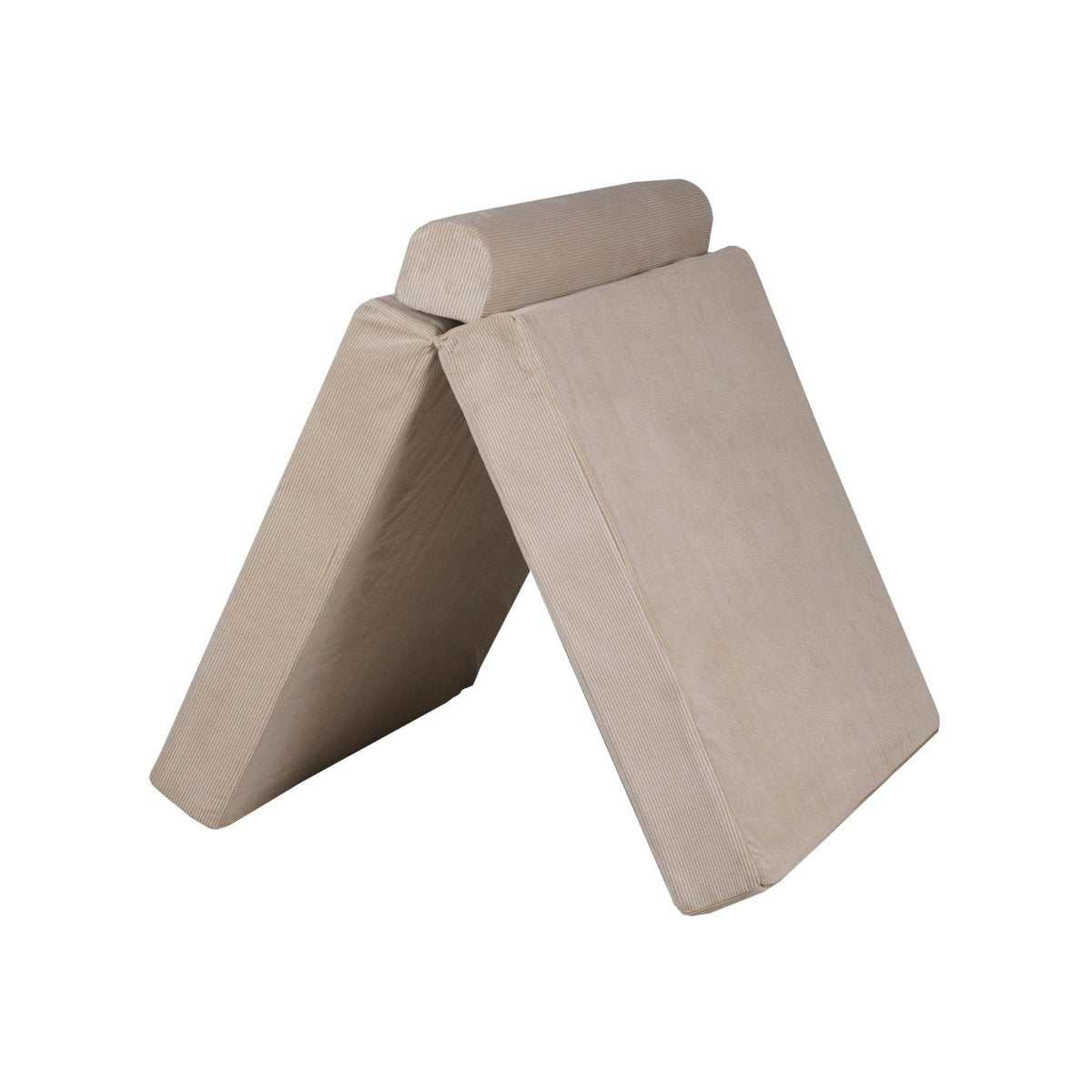 Fold-Out Kids Sofa with 2 Poufs - Slimcord Corduroy (Taupe) - Tiny Tugz™