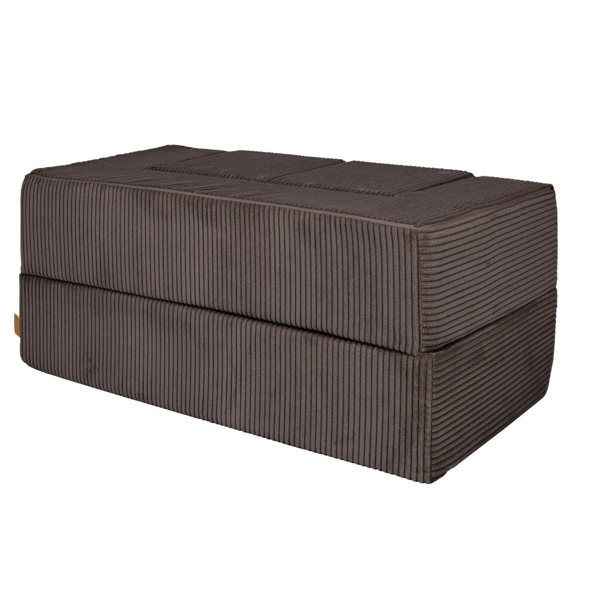 Fold-Out Kids Sofa with 2 Poufs - Velvet (Brown) - Tiny Tugz™