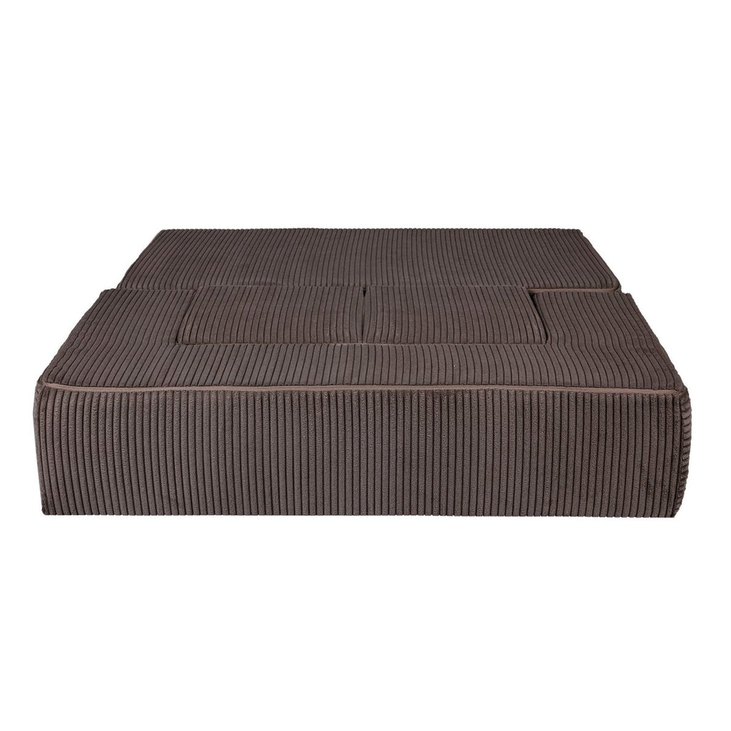 Fold-Out Kids Sofa with 2 Poufs - Velvet (Brown) - Tiny Tugz™