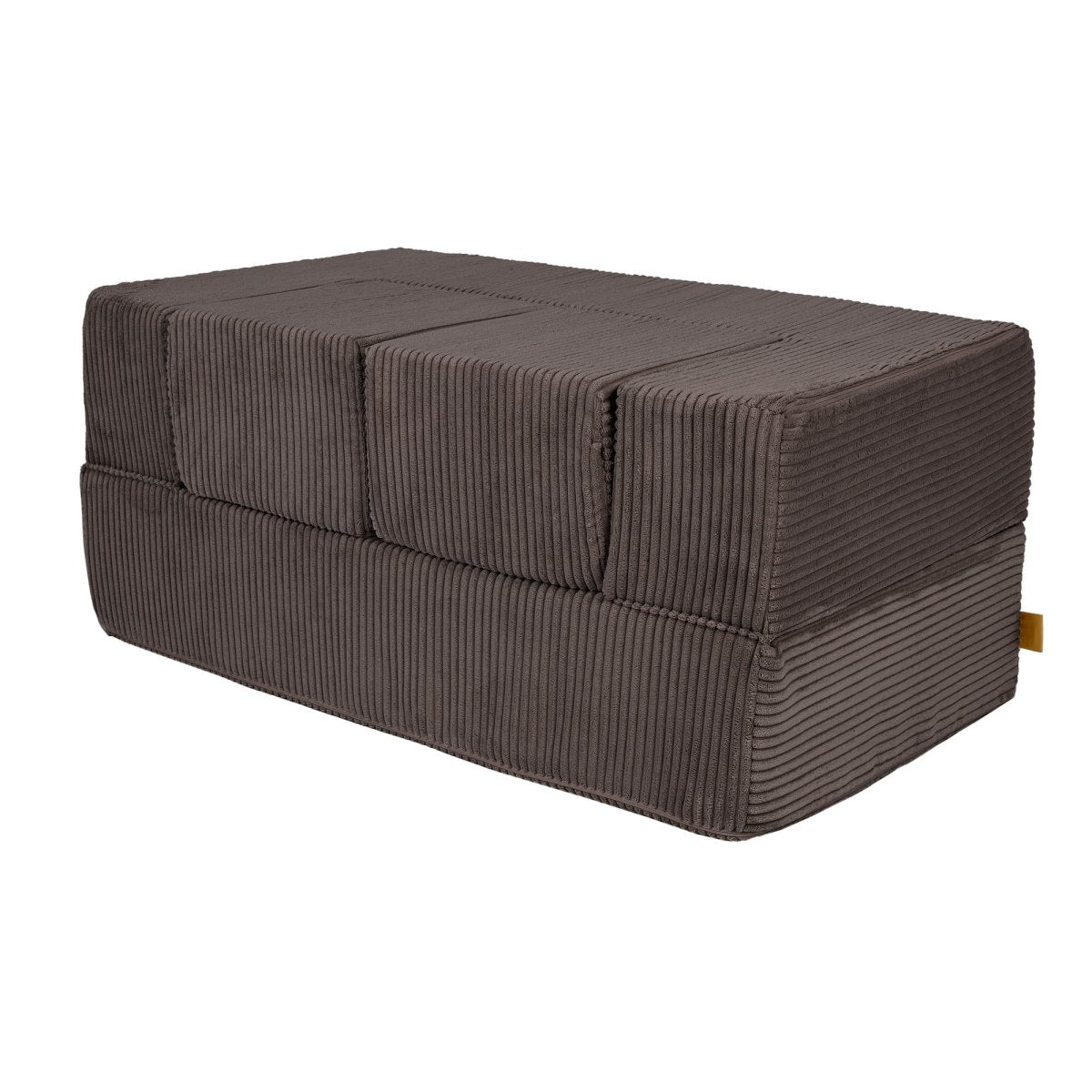 Fold-Out Kids Sofa with 2 Poufs - Velvet (Brown) - Tiny Tugz™