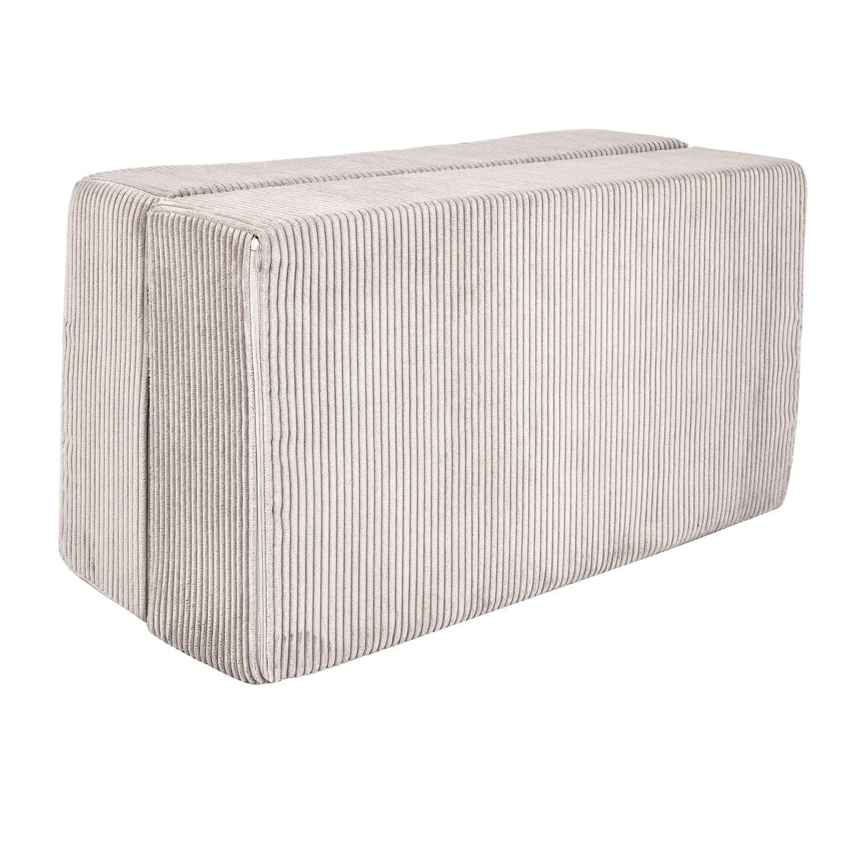 Fold-Out Kids Sofa with 2 Poufs - Velvet (Ecru) - Tiny Tugz™