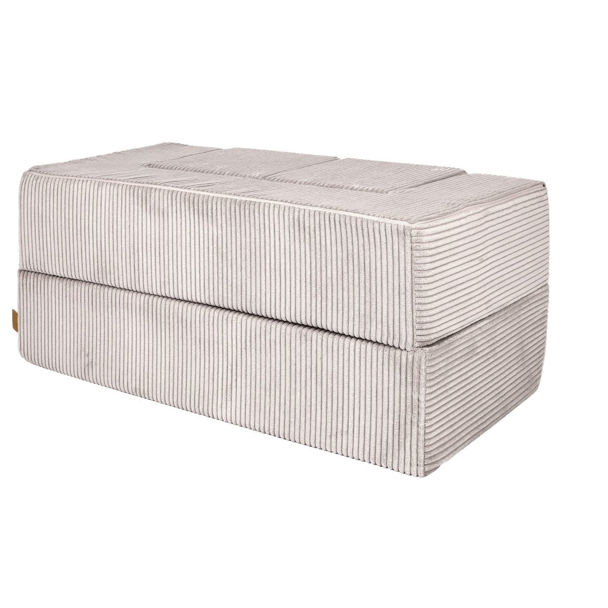 Fold-Out Kids Sofa with 2 Poufs - Velvet (Ecru) - Tiny Tugz™