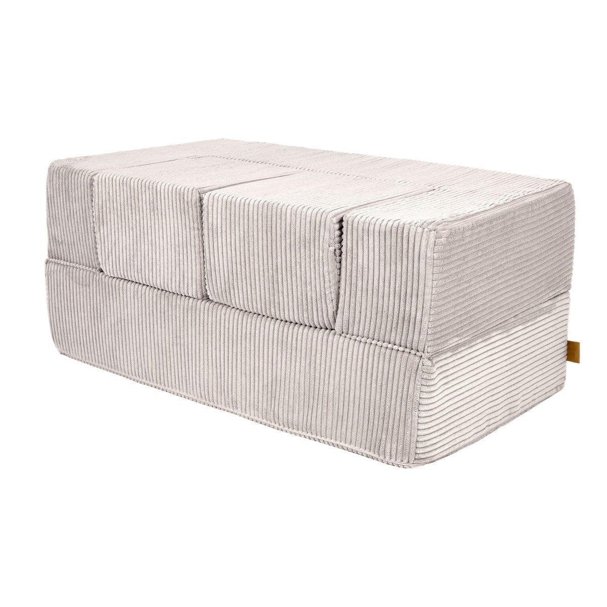 Fold-Out Kids Sofa with 2 Poufs - Velvet (Ecru) - Tiny Tugz™
