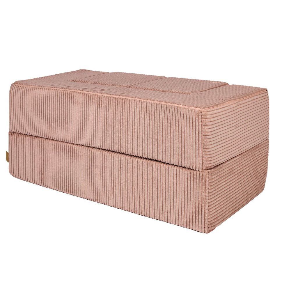 Fold-Out Kids Sofa with 2 Poufs - Velvet (Powder Pink) - Tiny Tugz™