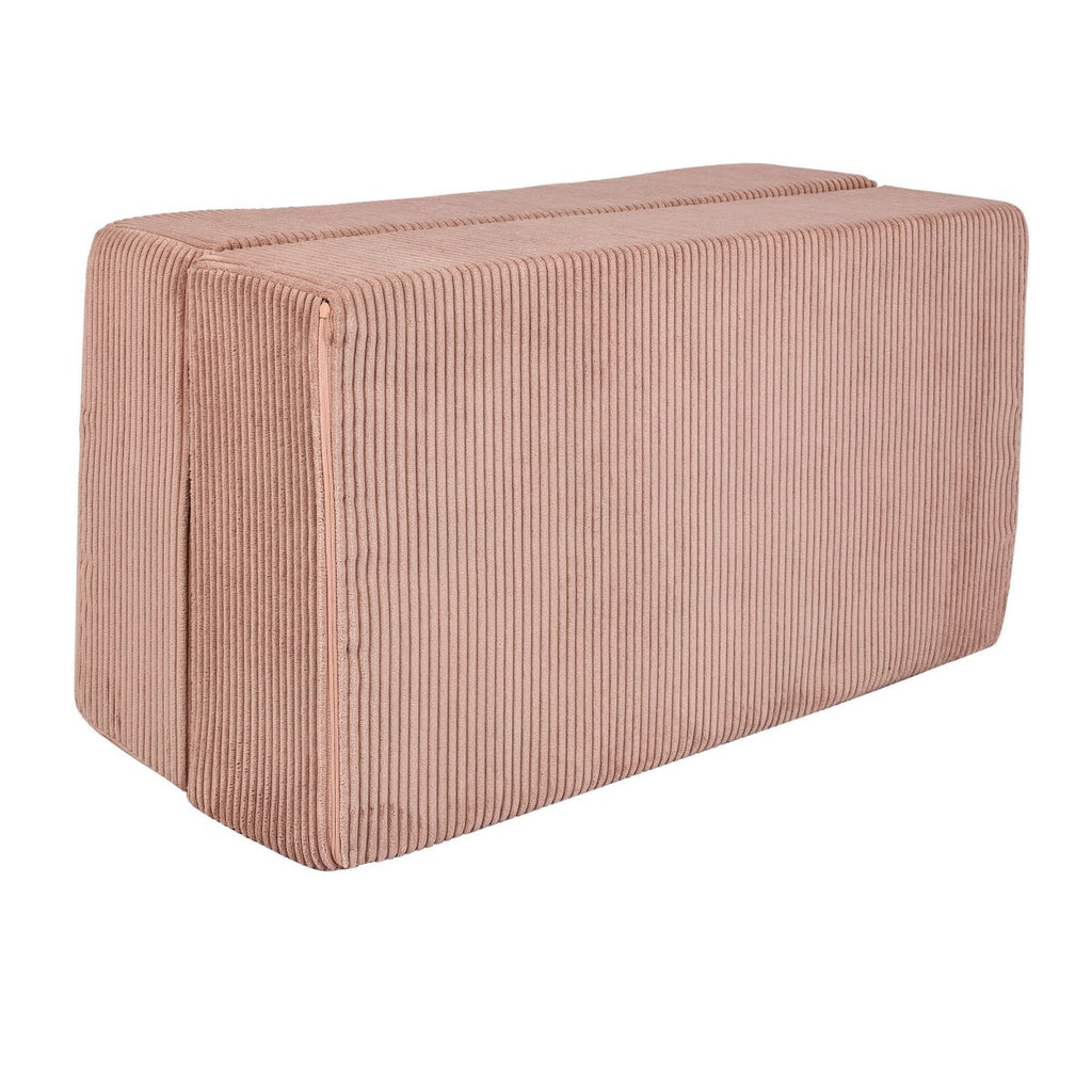 Fold-Out Kids Sofa with 2 Poufs - Velvet (Powder Pink) - Tiny Tugz™