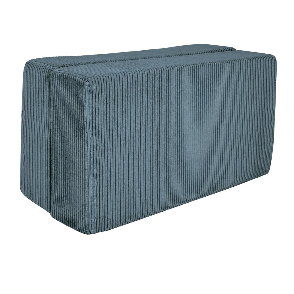 Fold-Out Kids Sofa with 2 Poufs - Velvet (Turquoise) - Tiny Tugz™