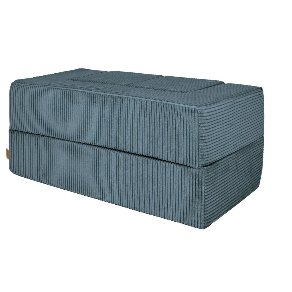 Fold-Out Kids Sofa with 2 Poufs - Velvet (Turquoise) - Tiny Tugz™