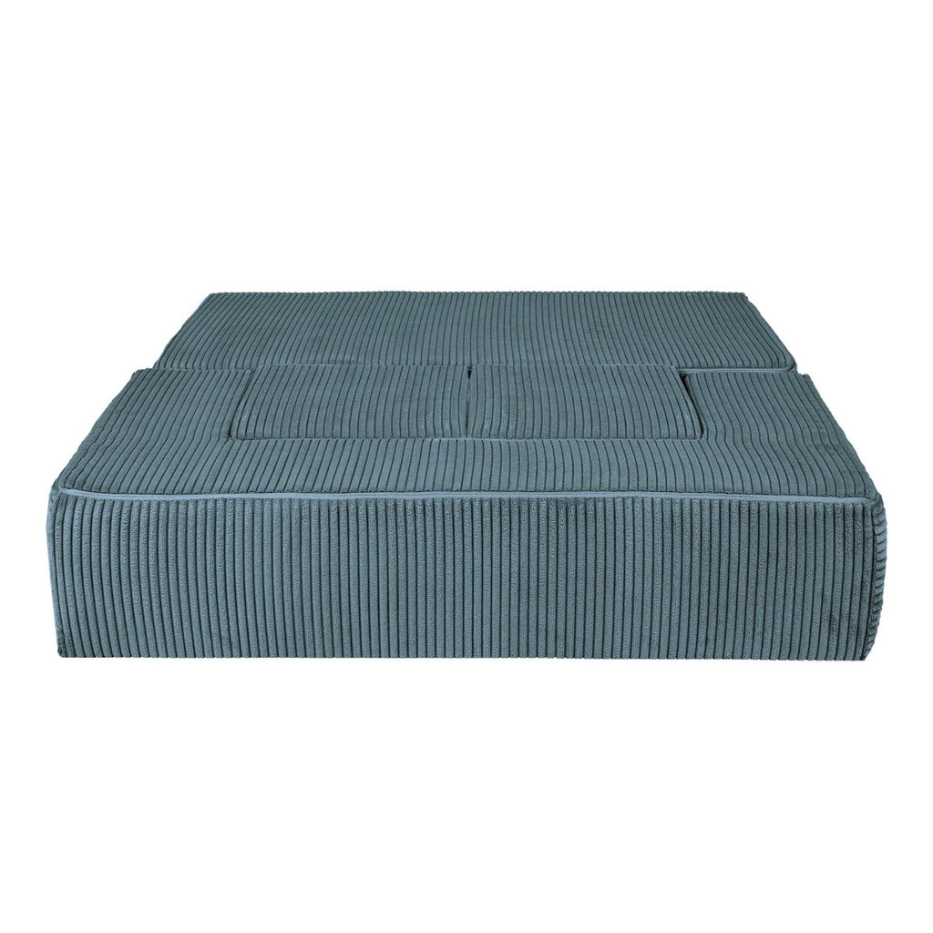 Fold-Out Kids Sofa with 2 Poufs - Velvet (Turquoise) - Tiny Tugz™