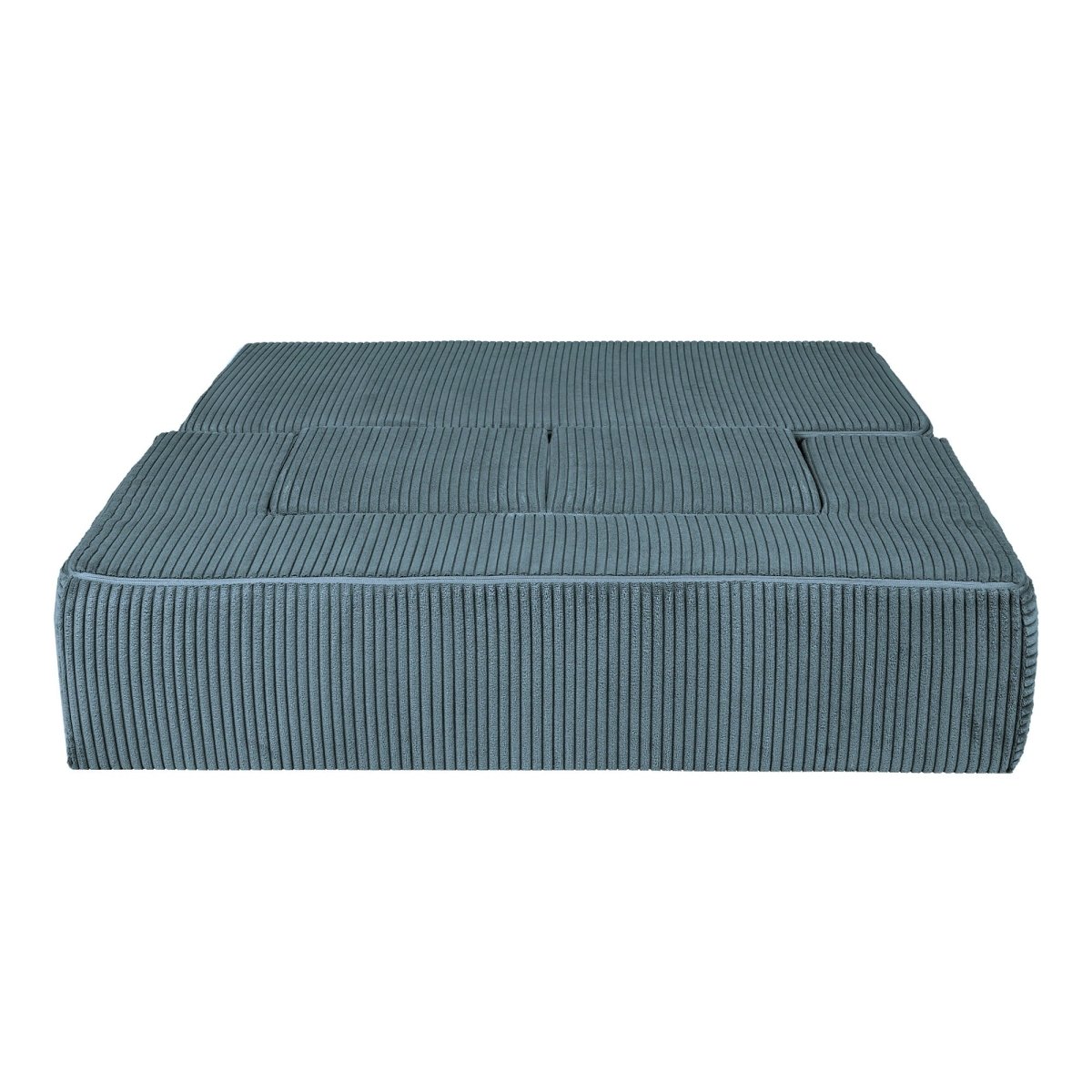 Fold-Out Kids Sofa with 2 Poufs - Velvet (Turquoise) - Tiny Tugz™