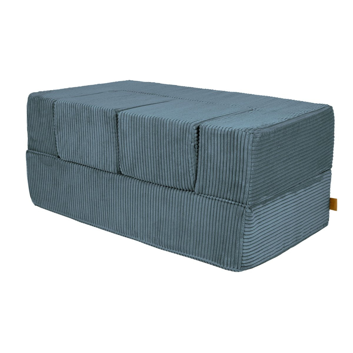 Fold-Out Kids Sofa with 2 Poufs - Velvet (Turquoise) - Tiny Tugz™
