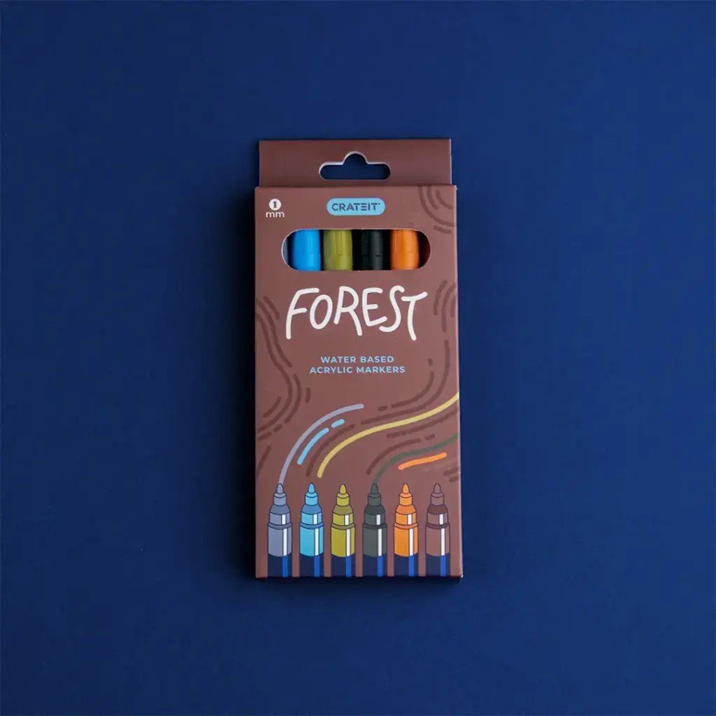 Forest Acrylic Markers for Wooden Toys - 1 mm Tip - 6 Pack - Tiny Tugz™