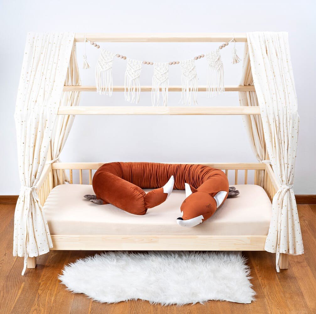 Fox Cuddle Pillow & Bed Wall Bumper - Velvet, 240 cm - Tiny Tugz™