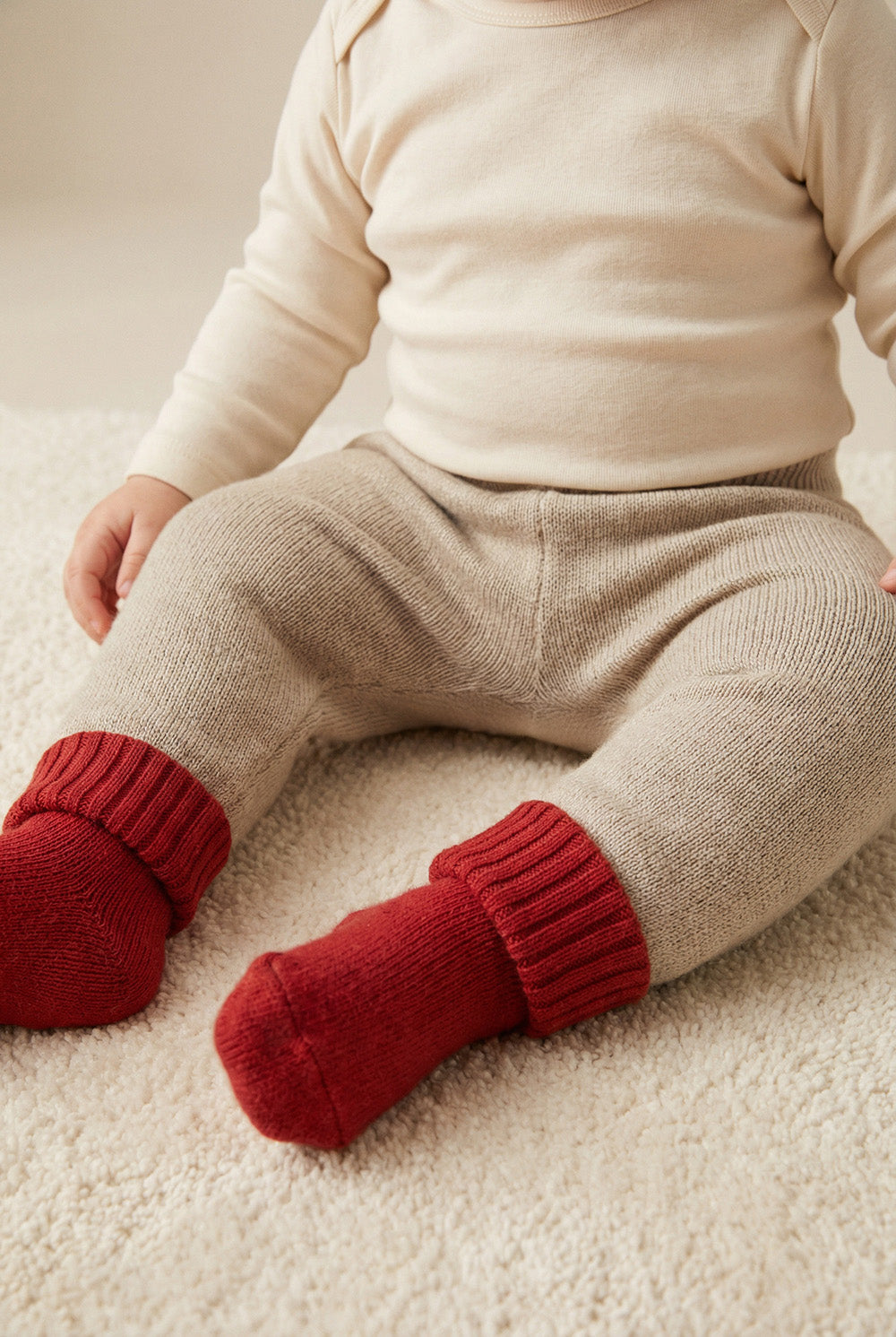Knitted Merino Wool Baby Pants - Garlic
