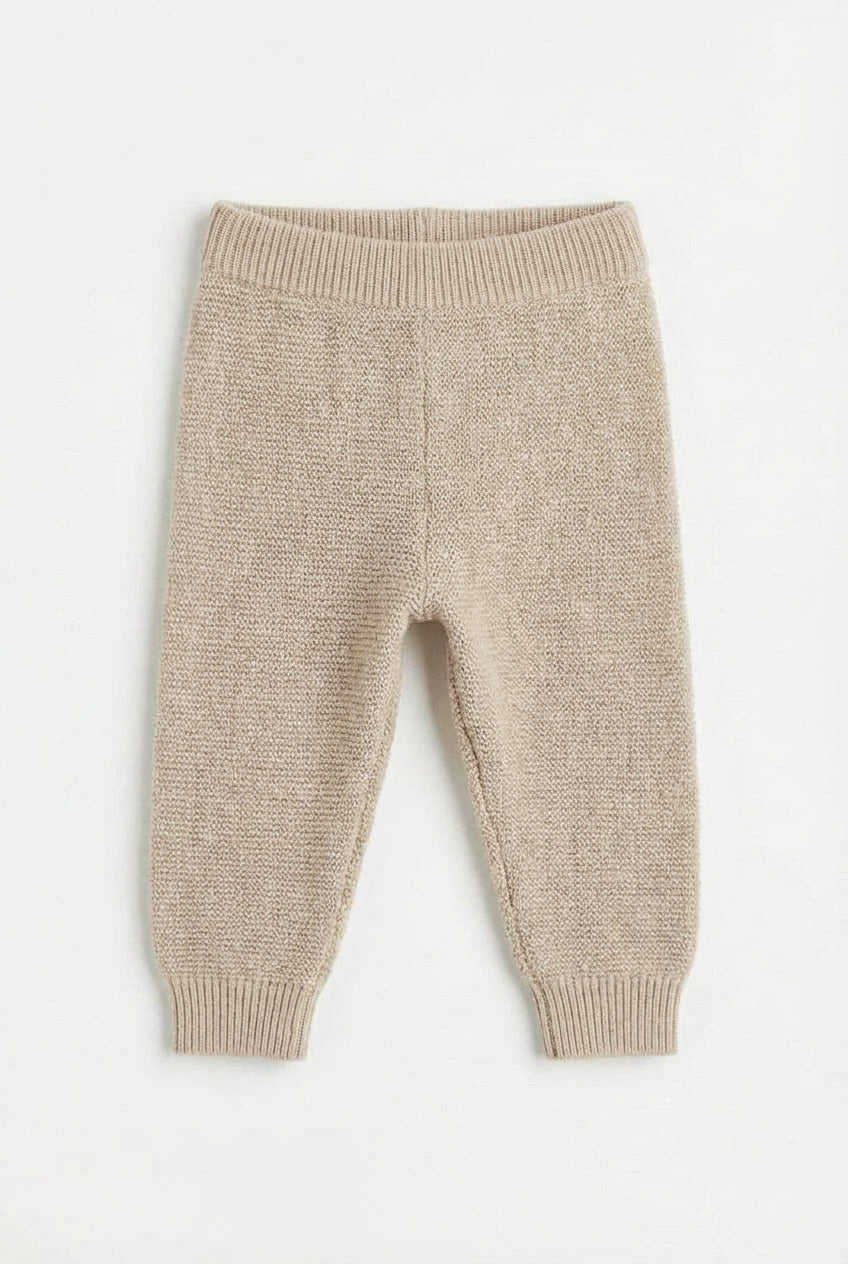 Knitted Merino Wool Baby Pants - Garlic