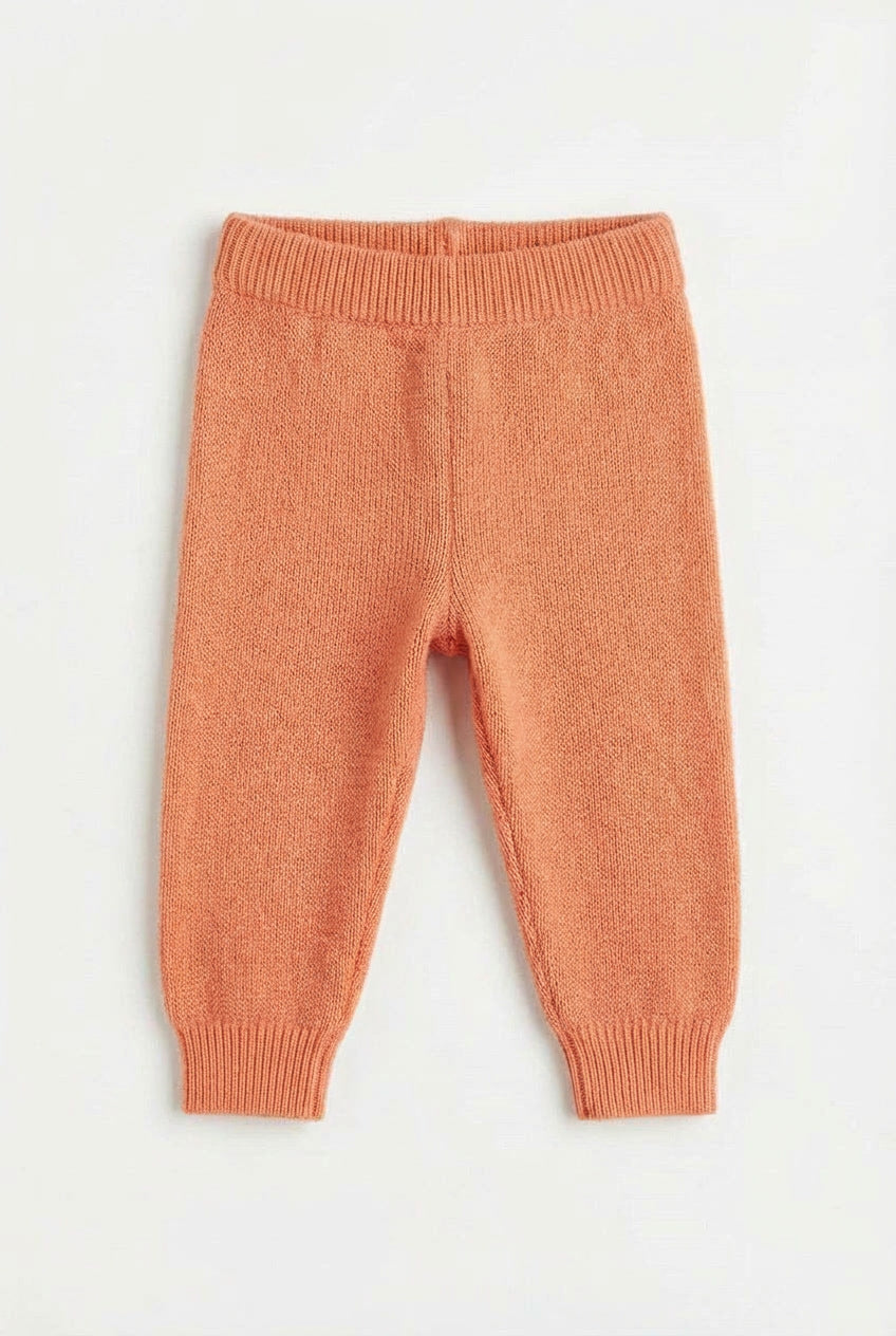 Knitted Merino Wool Baby Pants - Peach Fuzz