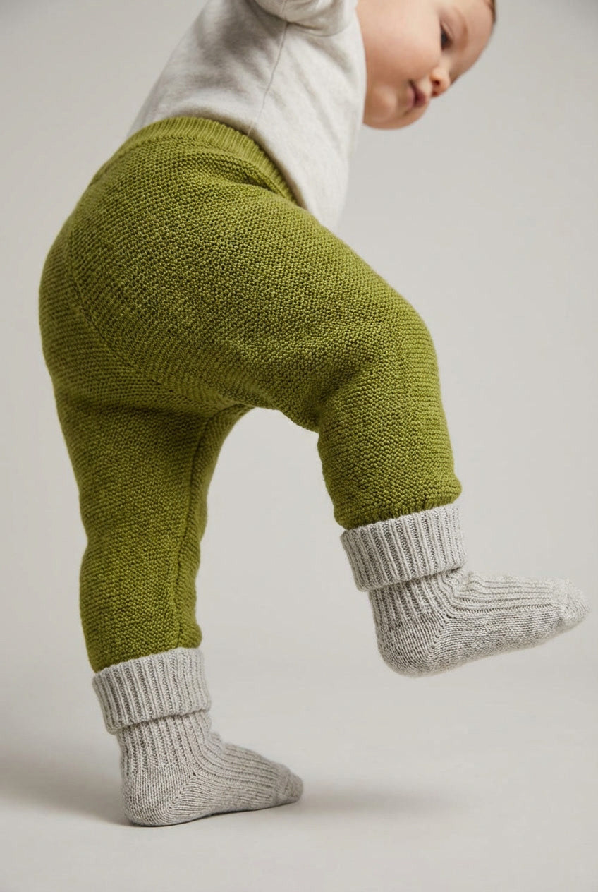 Knitted Merino Wool Baby Pants - Pickle