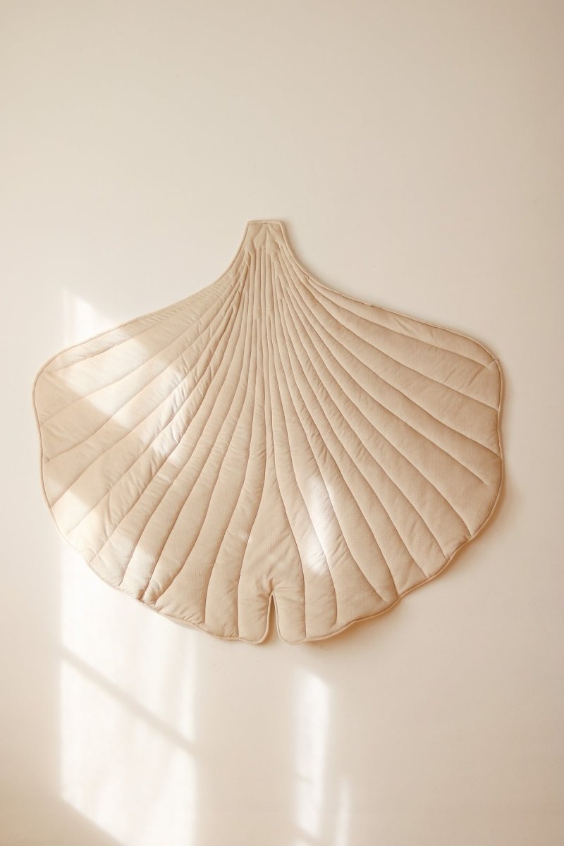 Ginkgo Leaf Play Mat (Cream) – Velvet & Cotton, Handmade - Tiny Tugz™