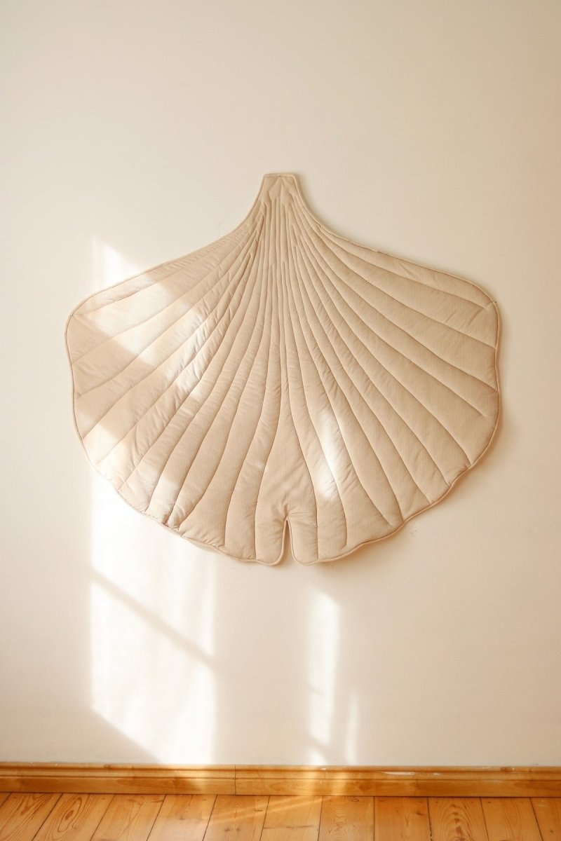 Ginkgo Leaf Play Mat (Cream) – Velvet & Cotton, Handmade - Tiny Tugz™