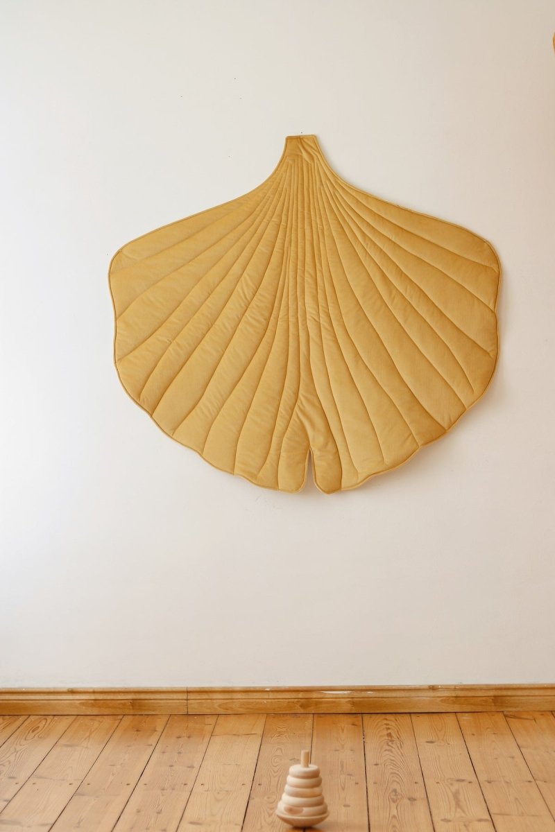 Ginkgo Leaf Play Mat (Yellow) – Velvet & Cotton, Handmade - Tiny Tugz™
