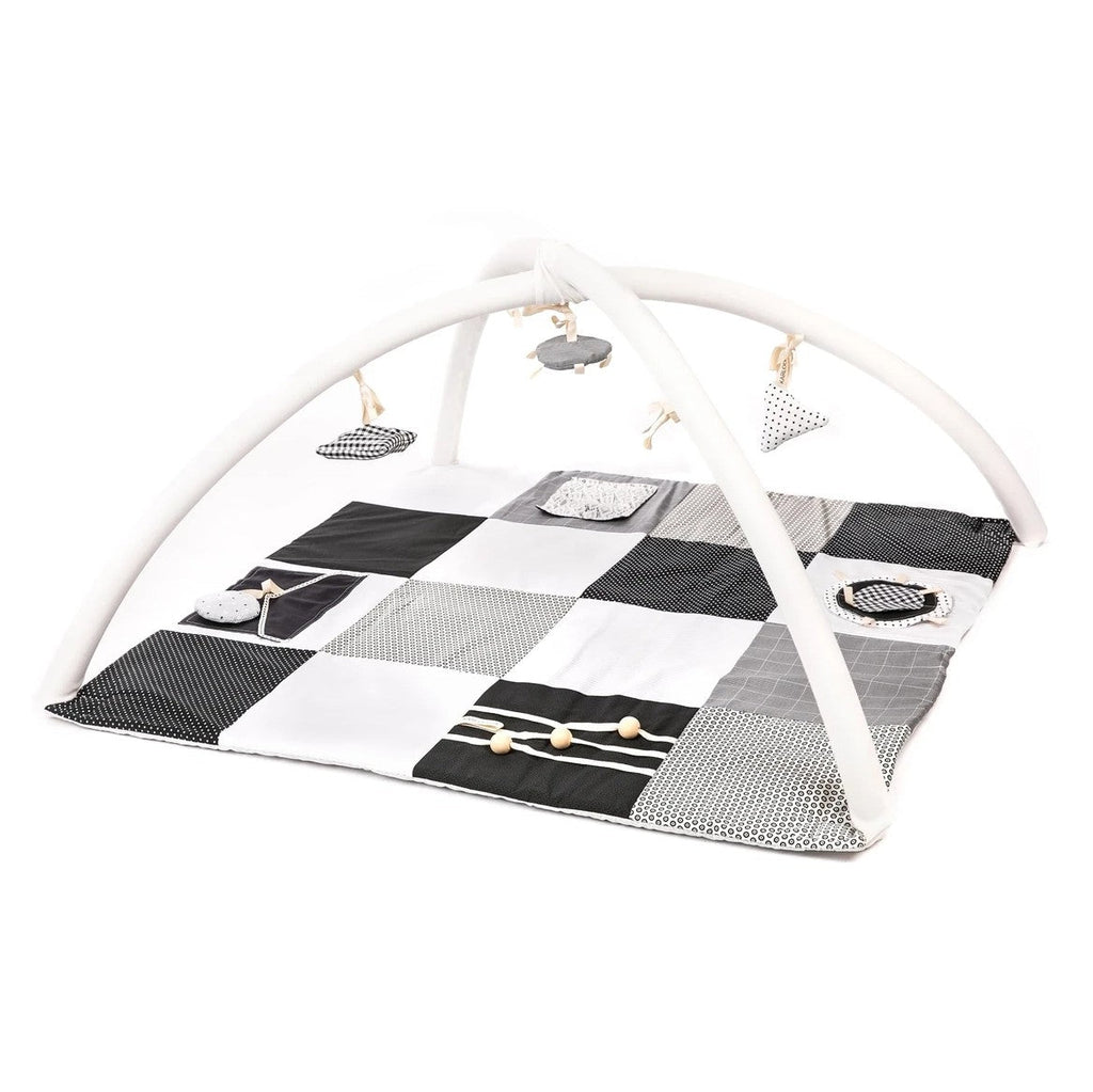 GOTS Organic Activity Mat & Arches 100×100 cm for Babies (0–18m) - Black - Tiny Tugz™