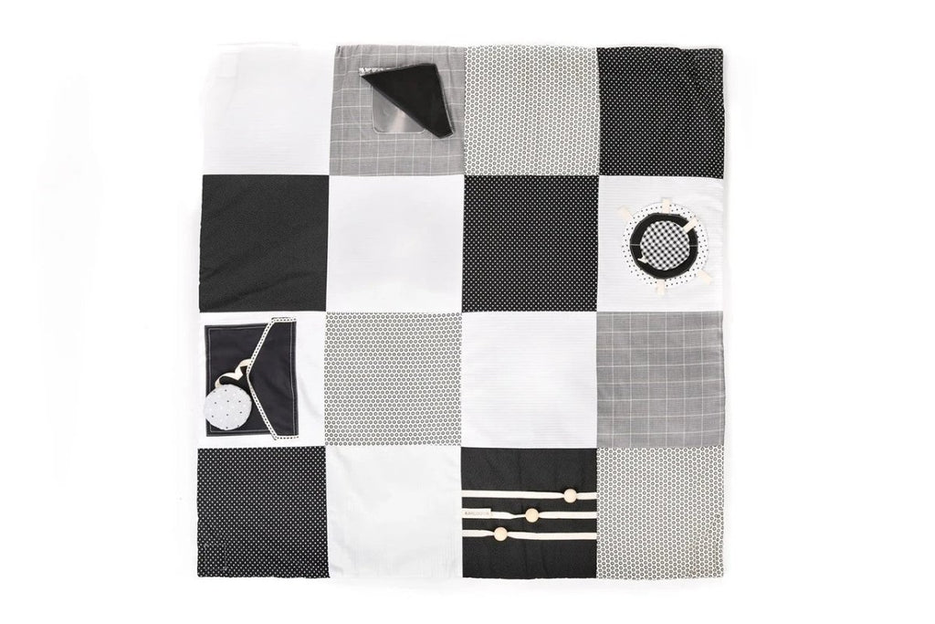 GOTS Organic Activity Mat & Arches 100×100 cm for Babies (0–18m) - Black - Tiny Tugz™