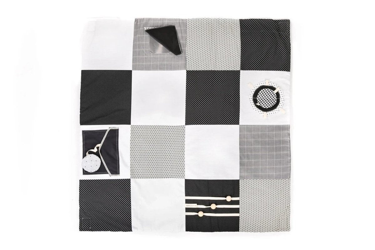 GOTS Organic Activity Mat & Arches 100×100 cm for Babies (0–18m) - Black - Tiny Tugz™