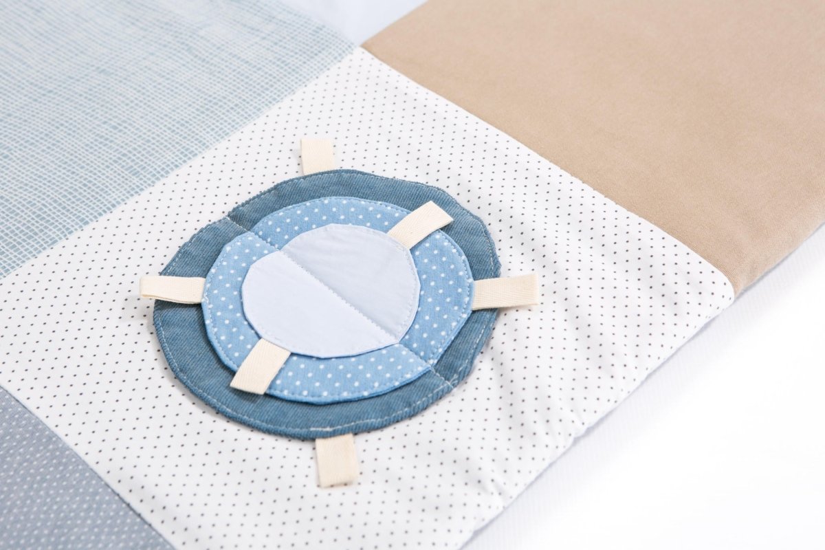 GOTS Organic Activity Mat & Arches 100×100 cm for Babies (0–18m) - Blue - Tiny Tugz™
