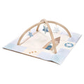 GOTS Organic Activity Mat & Arches 120×120 cm for Babies (0–18m) - Blue - Tiny Tugz™