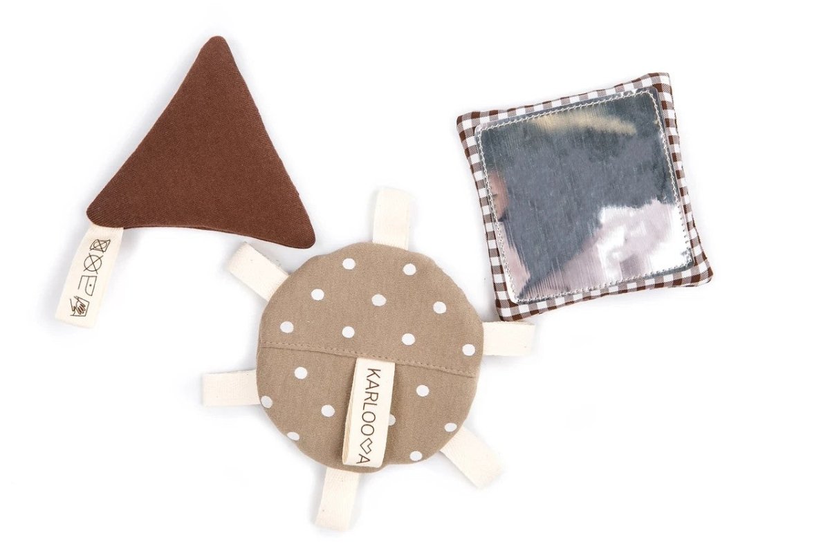 GOTS Organic Activity Mat & Arches 120×120 cm for Babies (0–18m) - Brown - Tiny Tugz™