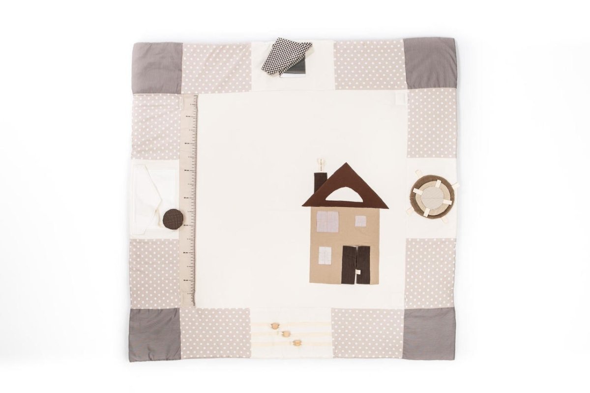 GOTS Organic Activity Mat & Arches 120×120 cm for Babies (0–18m) - Brown - Tiny Tugz™